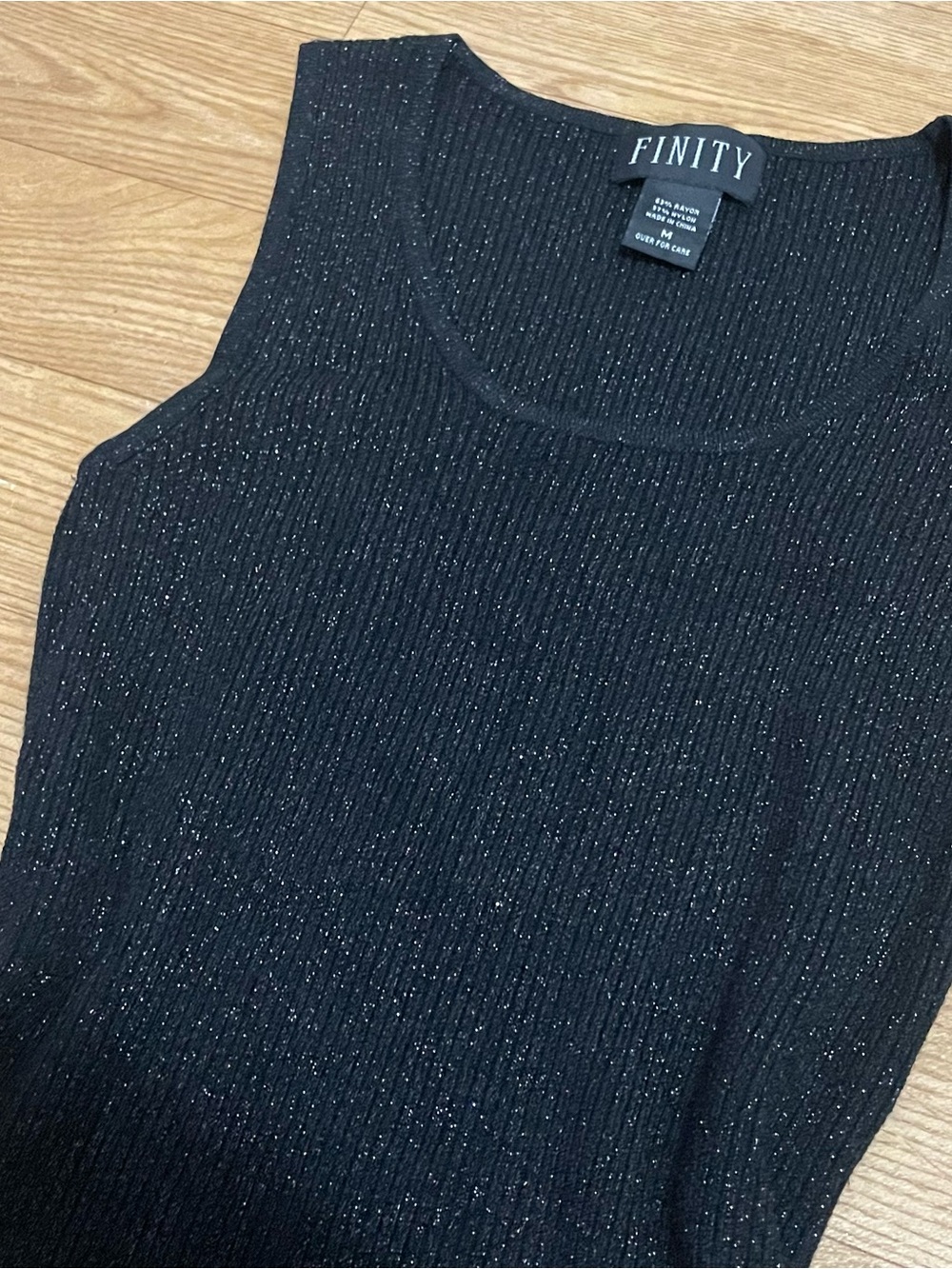 Finity Black Metallic Ribbed Tank Top - Picture 7 of 7